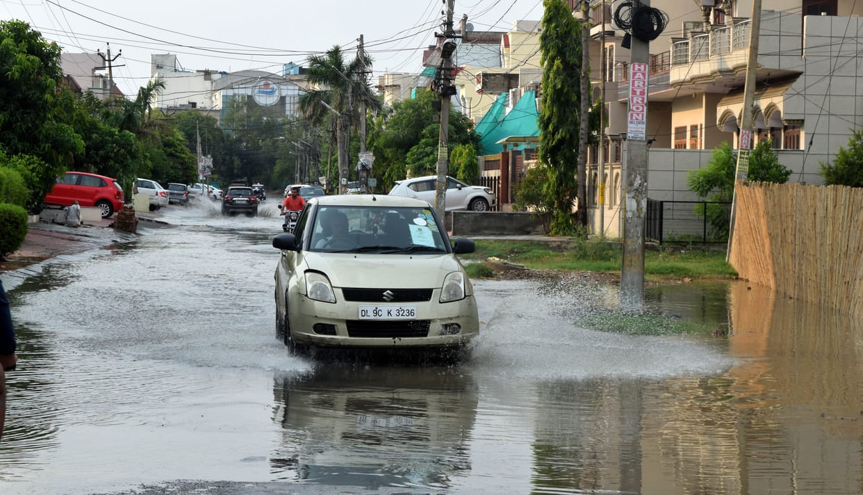 Relief from humid summer due to rain, people suffering from thunderclap