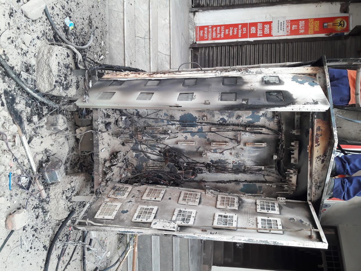 Fire in meter box, power supply stalled