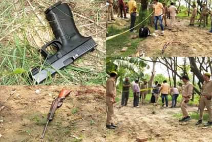 पुलिस को जंगल में मिले हथियार