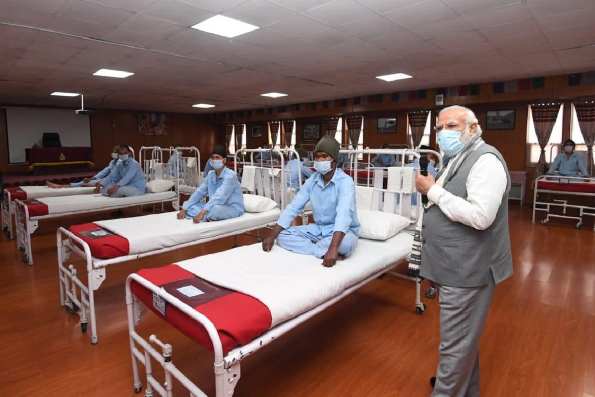 PM Narendra Modi met soldiers who were injured in Galwan Valley Clash on June 15 in Leh