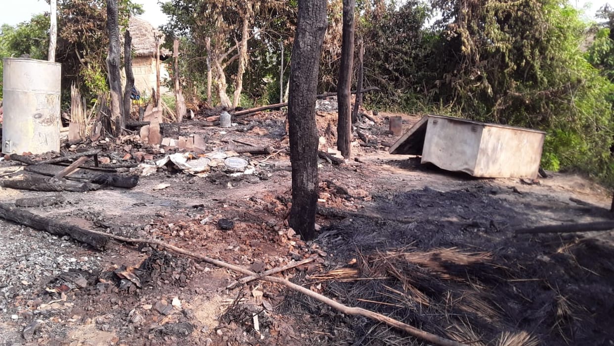 Fire in the camp of forest Gurjars