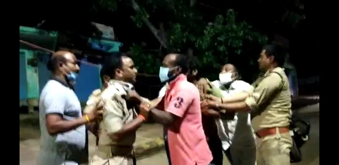 BJP's District Panchayat member and son beat policeman, incident captured in camera