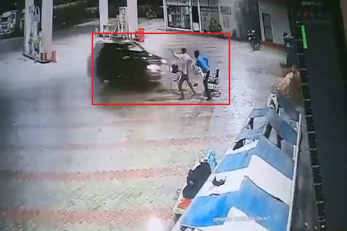The retired colonel's son have tried to crush staff with the car at a petrol pump in Meerut