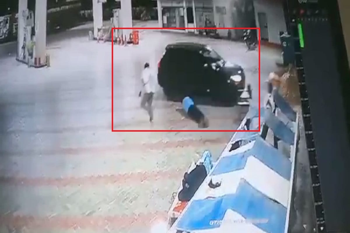The retired colonel's son have tried to crush staff with the car at a petrol pump in Meerut