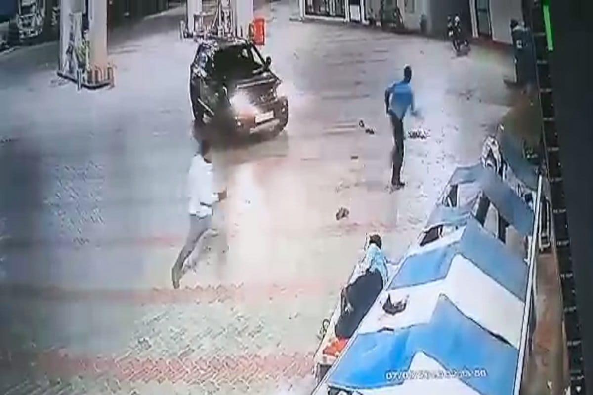 The retired colonel's son have tried to crush staff with the car at a petrol pump in Meerut
