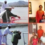 सिंधु नदी की पूजा करते पीएम मोदी व राकेश चौबे का परिवार।।