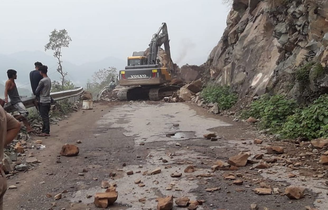 Closed highway remained closed for the second day due to debris