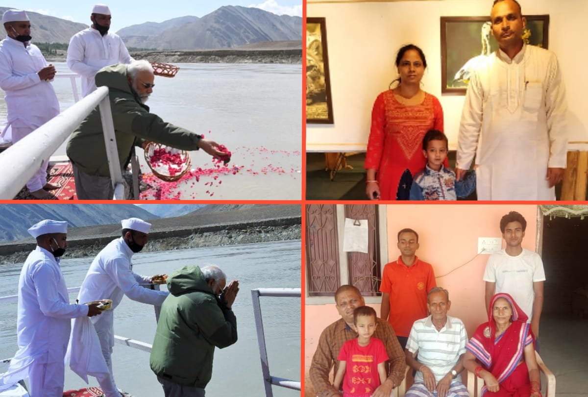PM modi offer prayers to sindhu river with gorakhpur Rakesh Chaubey during his visit to leh ladakh