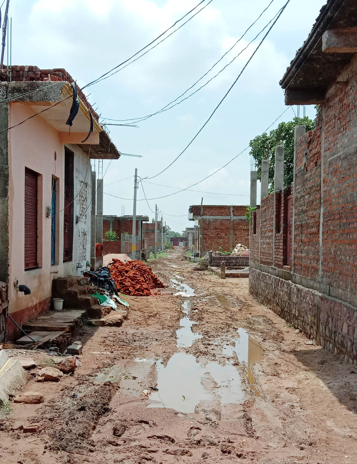 road dug for pipe line and leave unfilled.