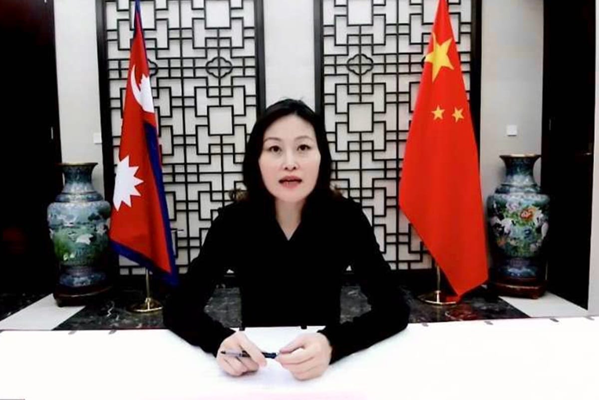 Chinese envoy to Nepal Hou Yanqi held meeting with senior NCP leader Jhala Nath Khanal at his residence