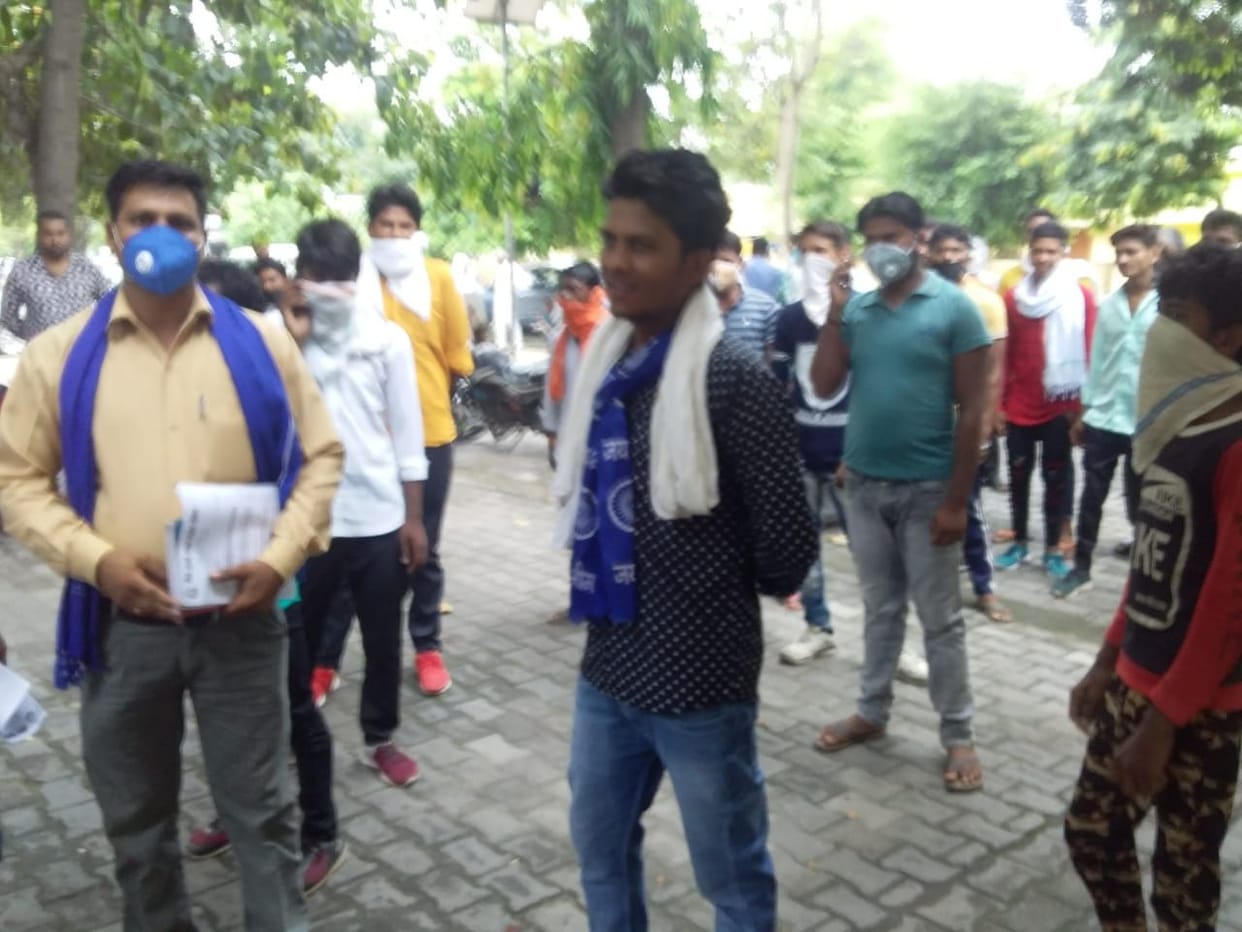 Demonstration of Bhim Army workers in Tehsil