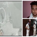 तस्वीर में सफेद घेरे में विकास दुबे जो एक मिठाई की दुकान के बाहर खड़ा है, विकास का साथी प्रभात