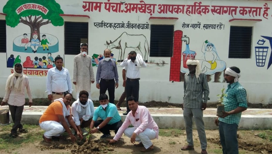 Planting saplings in school, distributed books