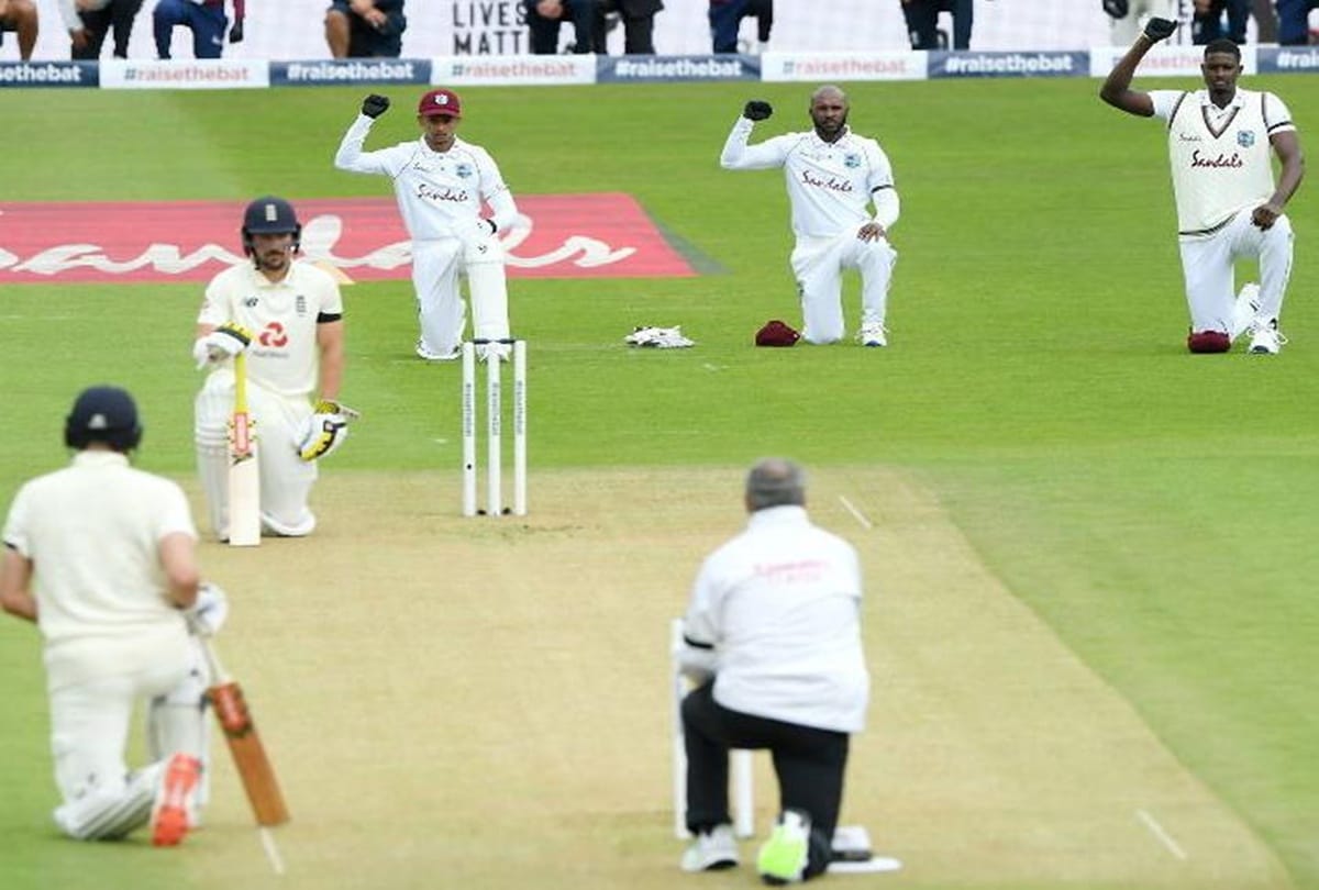 ENG vs WI 1st Test LIVE Cricket Score Match Scorecard Updates: Players and umpires raise their voices against apartheid supported black lives matters movements