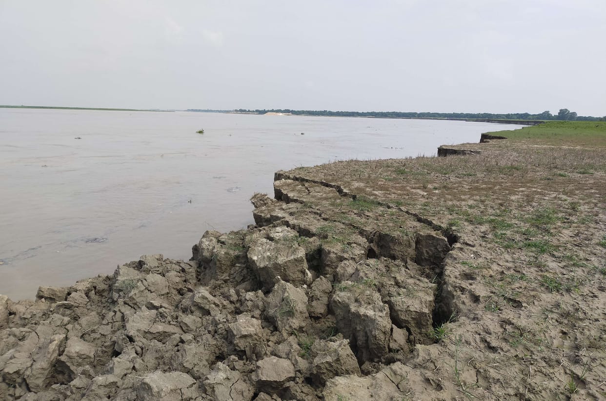 Seven acres of farmland merged into Saryu in three days