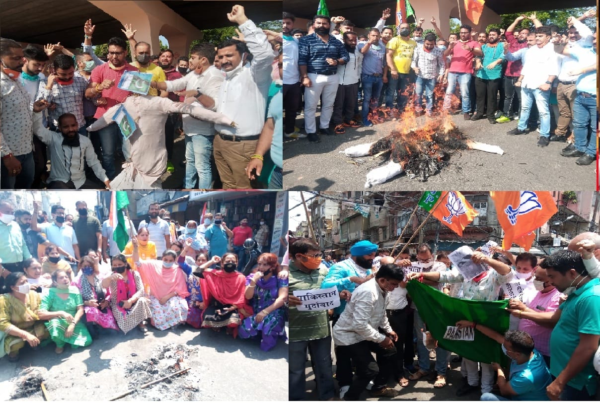 bjp leader Sheikh Wasim Bari, Bashir Ahmed and Omar Bari murder in bandipora jammu kashmir, bjp leaders protesting against pakistan