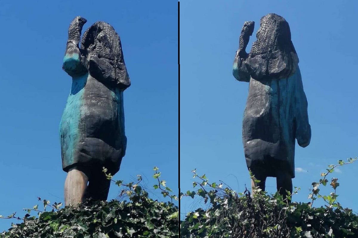 America First Lady Melania Trump Statue Set On Fire At Her Hometown In Slovenia
