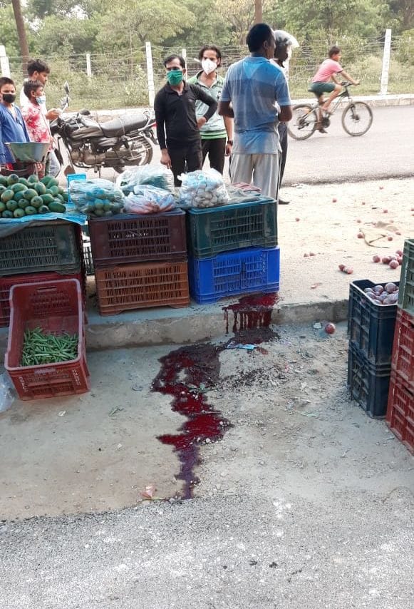 Vegetable seller shot
