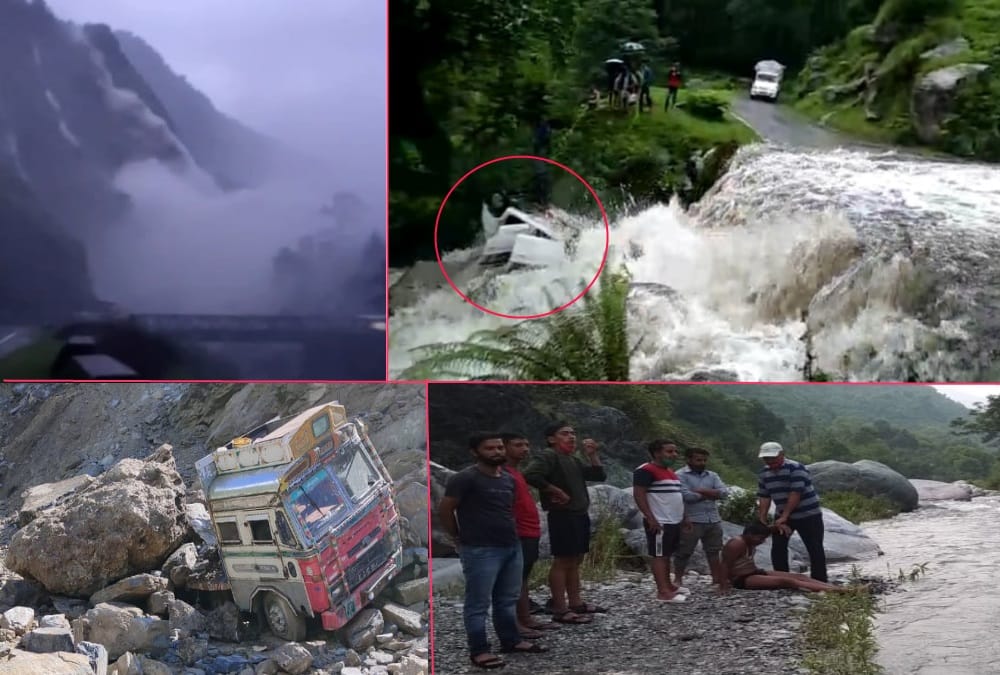 Uttarakhand Weather update: Car swept in overflow canal, Stones and debris fall on badrinath highway