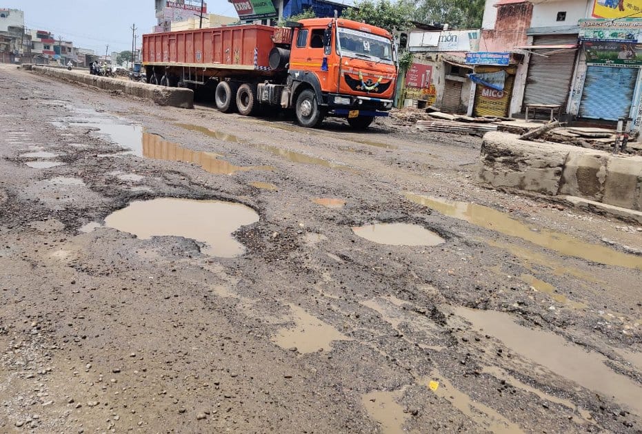 Roads turned into pits