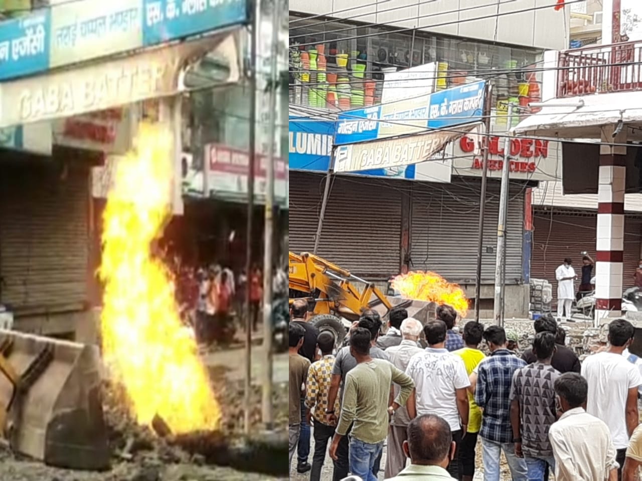 JCB machine was Digging fire flames suddenly started coming out from ground