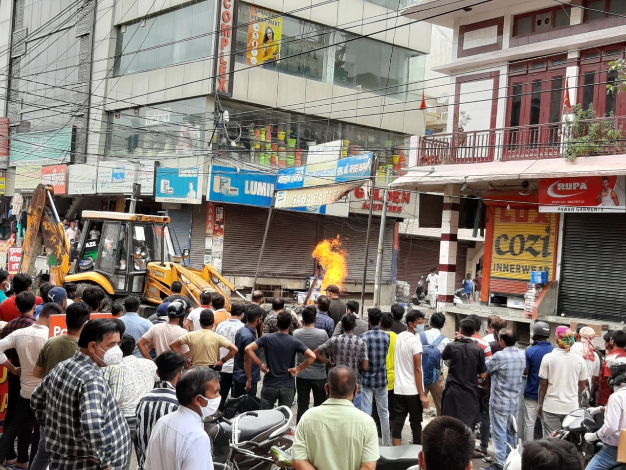 JCB machine was Digging fire flames suddenly started coming out from ground