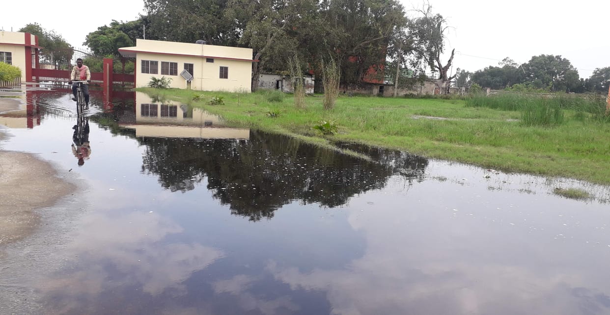 Rain water hit the sugar mill premises, causing problems for people