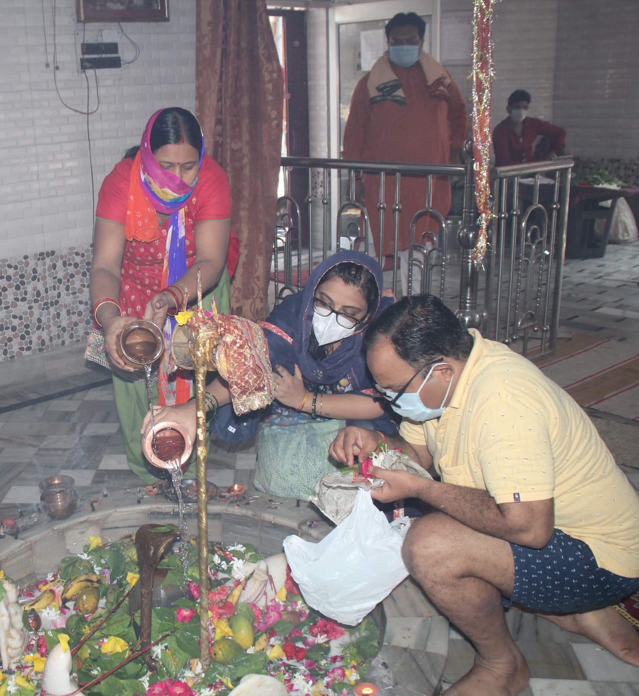 The police guarded the temples on the second Monday of Sawan