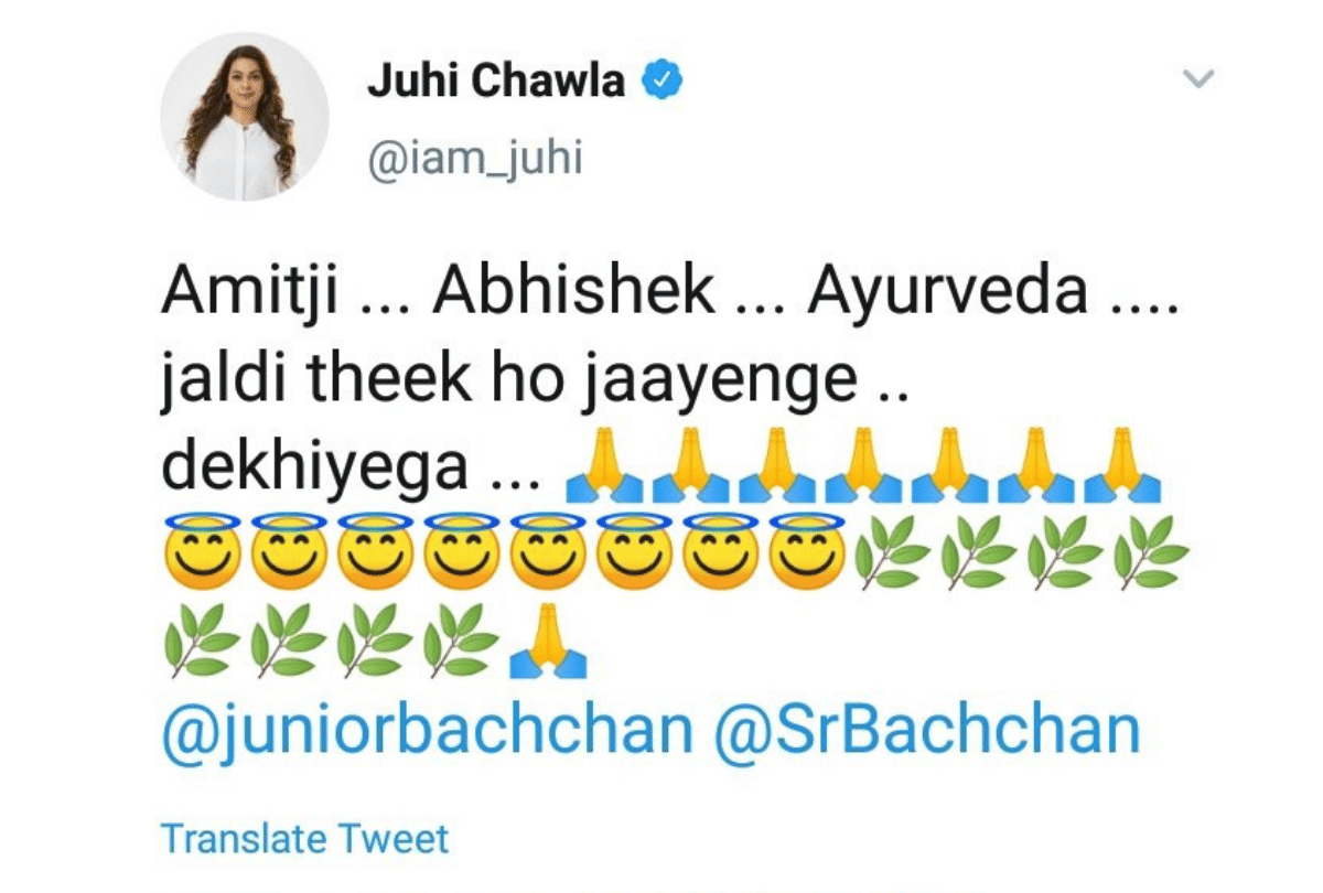 Juhi Chawla trolled of her tweet wishing speedy recovery to Bachchans