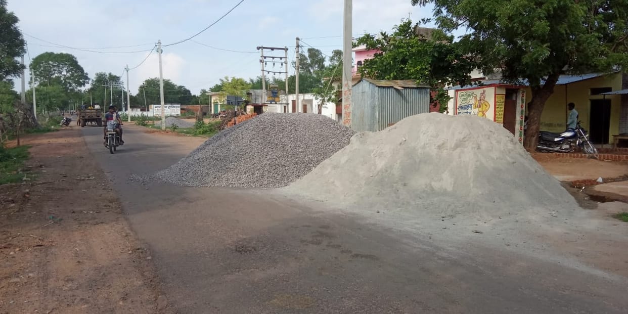 construction goods on road