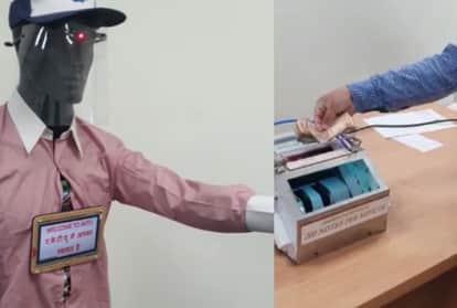 एकेटीयू द्वारा निर्मित रोबोट व कैश सैनिटाइजर मशीन।