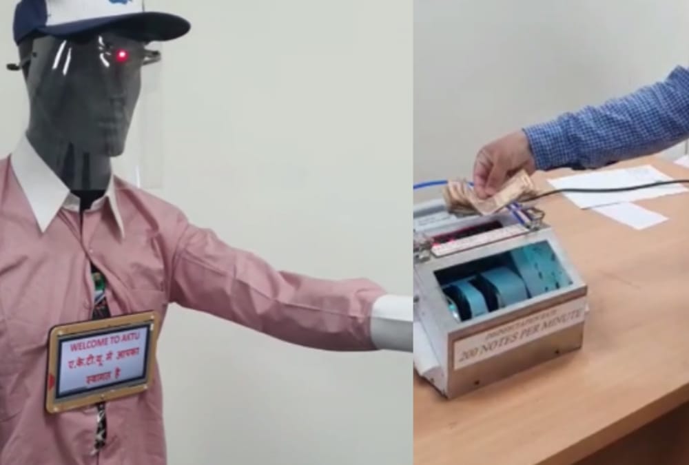 AKTU develops robot and currency sanitizer machine.