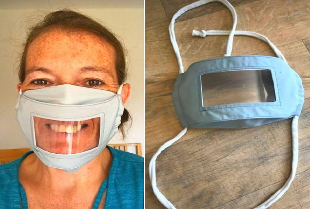 Coronavirus prevention England Woman Make 100 Transparent Mask For People Who Can not Hear