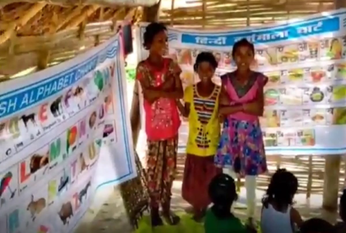 Esram Santhosh student of Osmania University is teaching tribal children in Telangana village hamlet