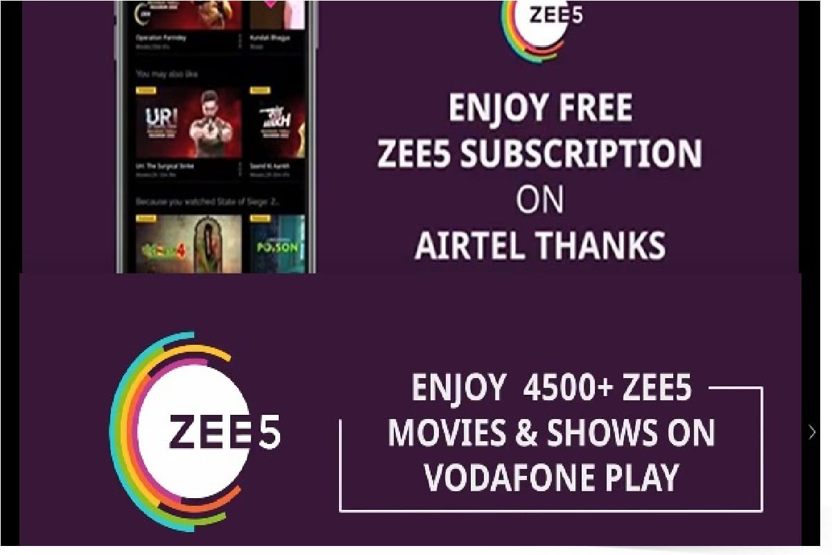 Airtel stops Offering ZEE5 Premium Membership with prepaid plans