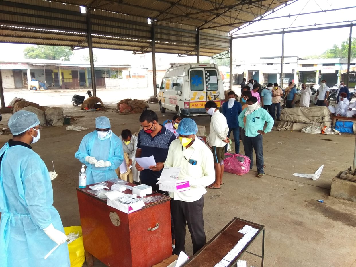 corona test, vegetable market, health department, jhajjar