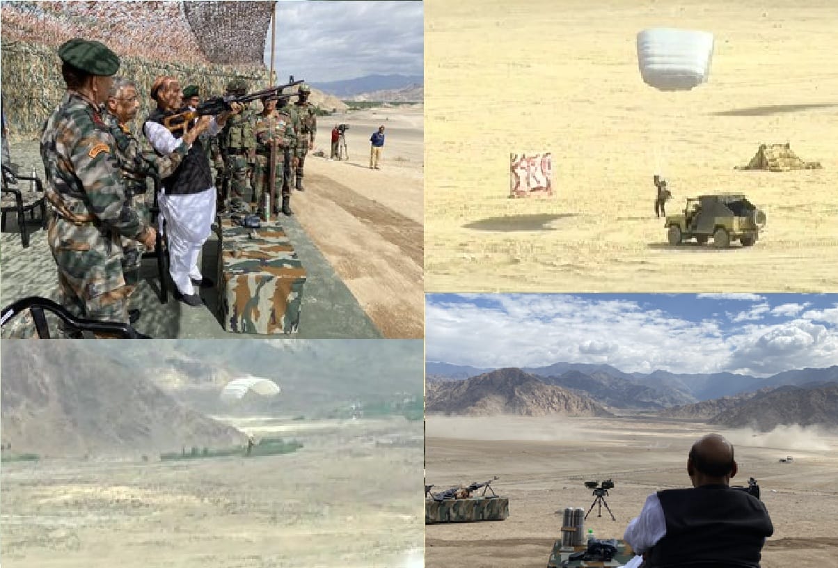 Rajnath Singh Ladakh News in Hindi: Rajnath Singh Bipin Rawat and MM Naravane in Leh, Defence Minister on two day visit to Ladakh and Jammu Kashmir
