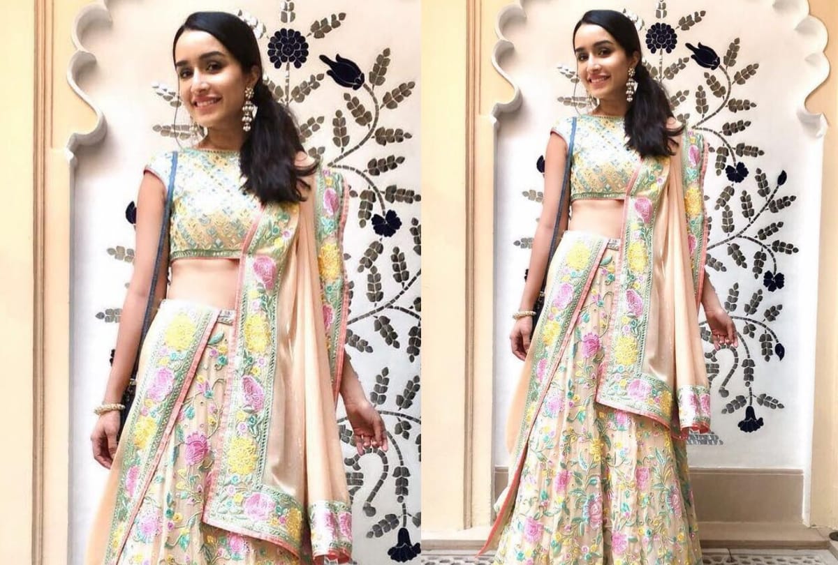 shraddha kapoor flaunts figure in blue and black satin gown with net sleeve