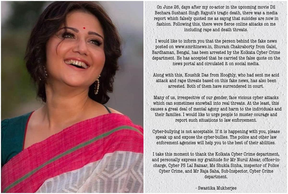Swastika Mukherjee Got Rape and Acid Attack Threats For a Fake News Kolkata Police Arrested Culprit
