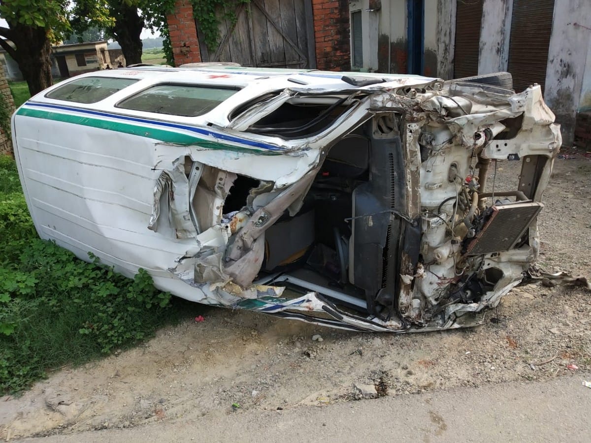 Two people died in road accident ambulance turn in bhadohi varanasi highway