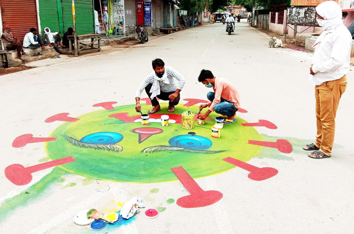 Appealed to protect Corona by drawing images in mahoba