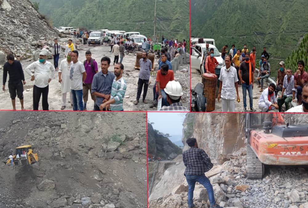 Badrinath highway closed from two days, stones falling continuously from Rock, passengers Stuck