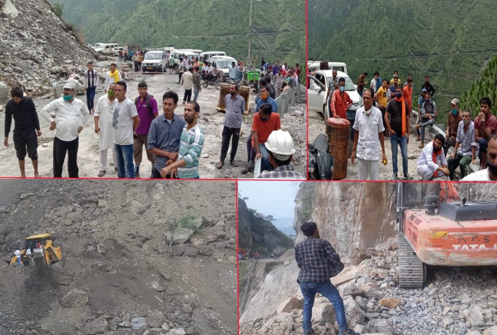 Badrinath highway closed from two days, stones falling continuously from Rock, passengers Stuck