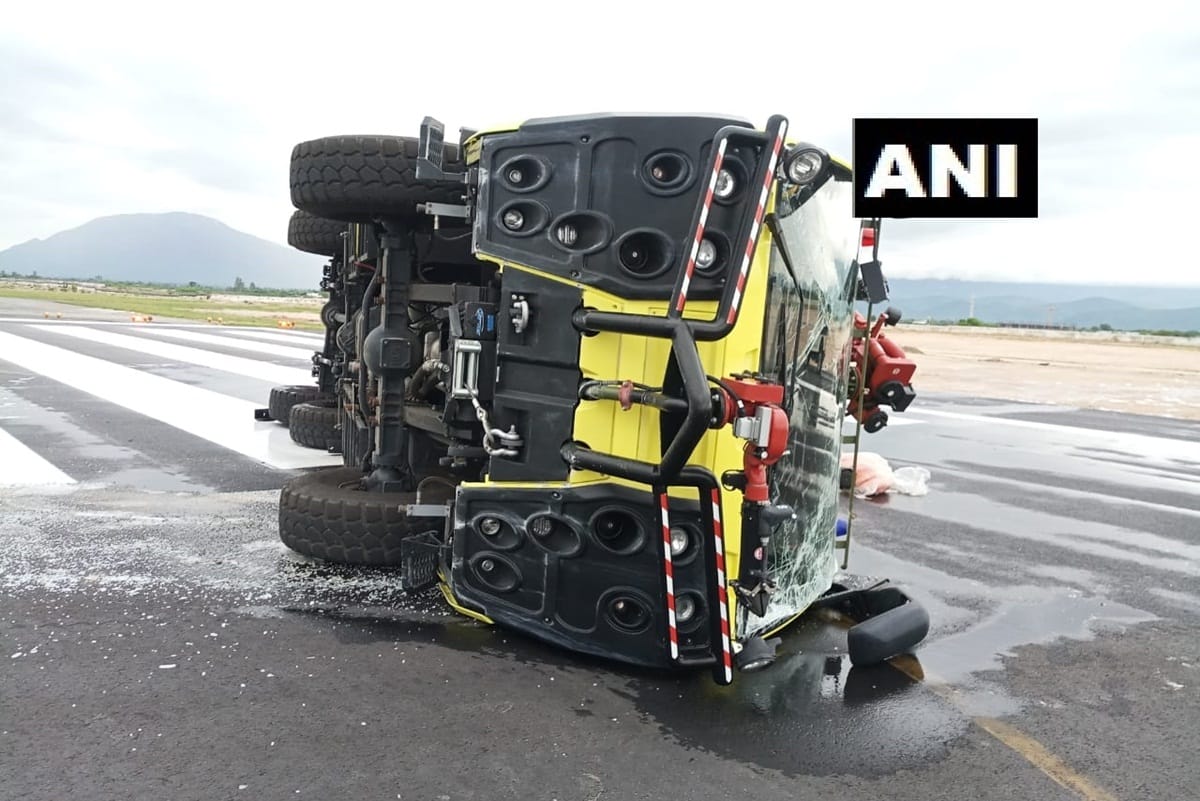 Andhra pradesh fire engine overturned on runway of Tirupati International Airport cleared in two and half hours