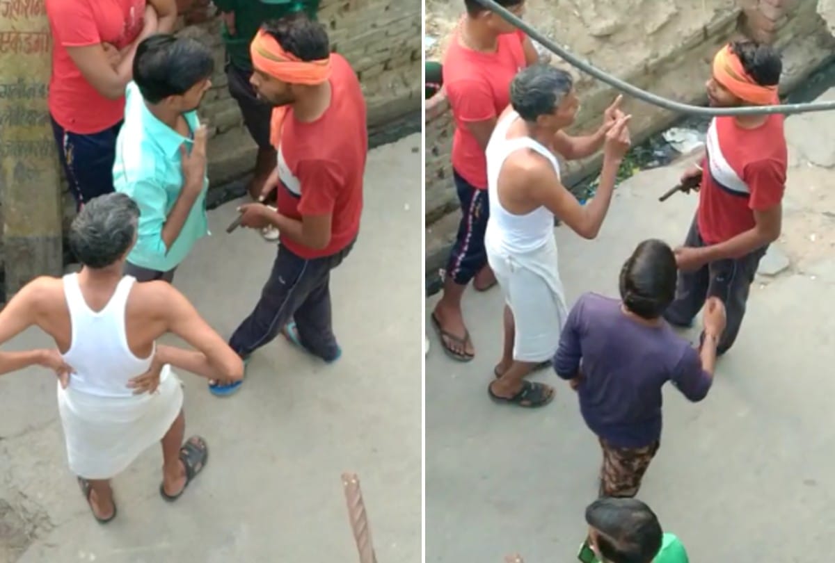 young man spread panic by showing illegal pistol in firozabad