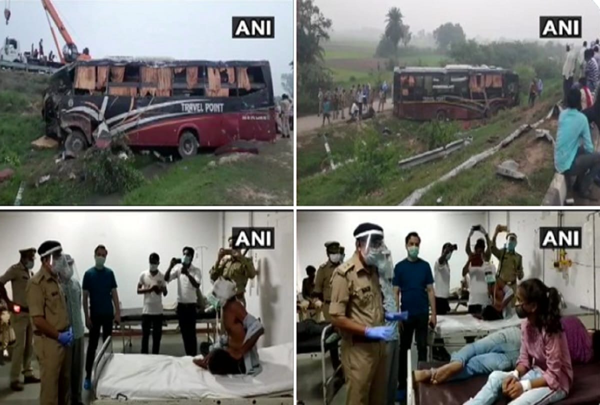 Bus collides with car on Lucknow-Agra Expressway in Kannauj