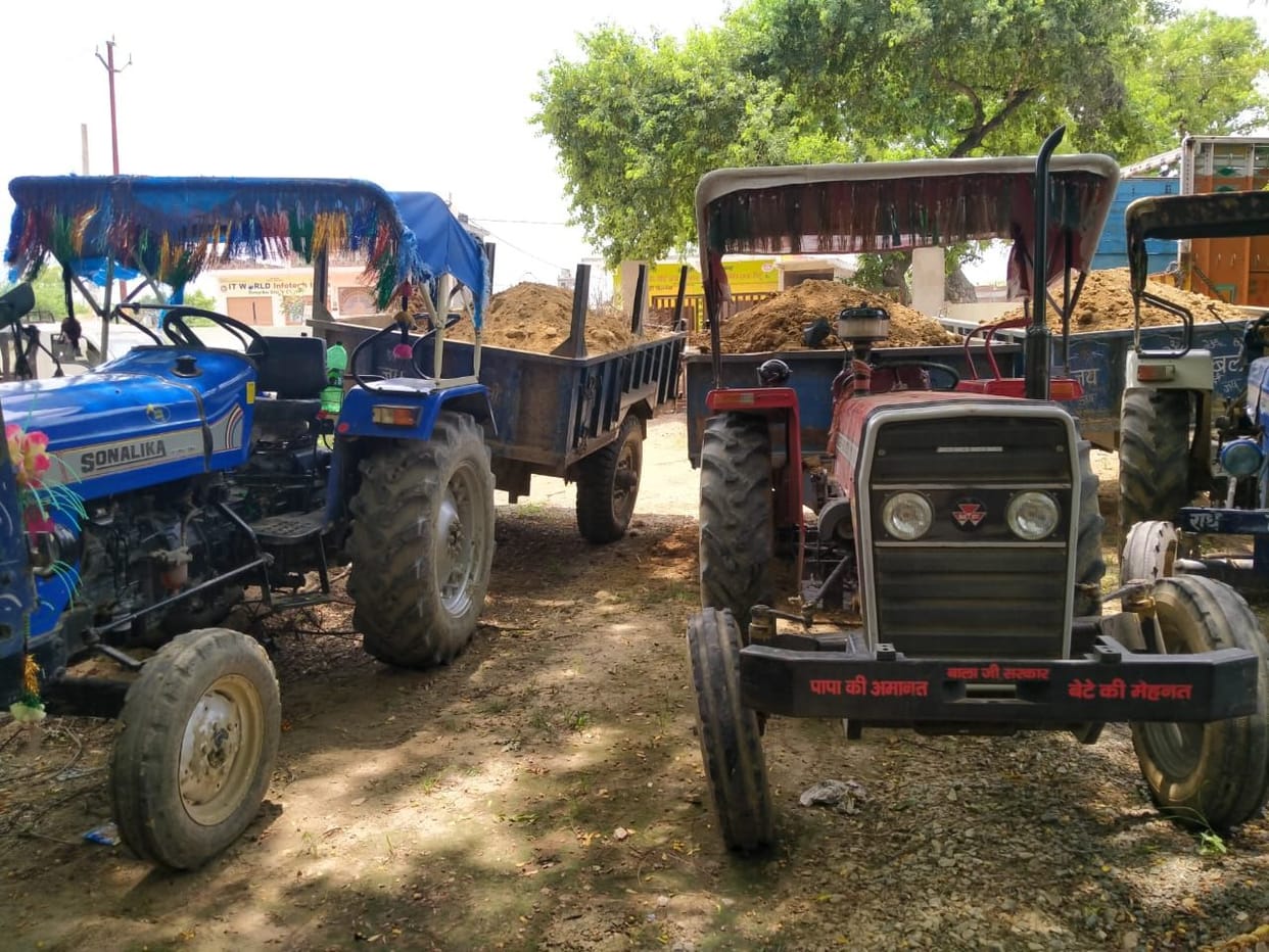 JCB and two tractor seas in illegal soil mining