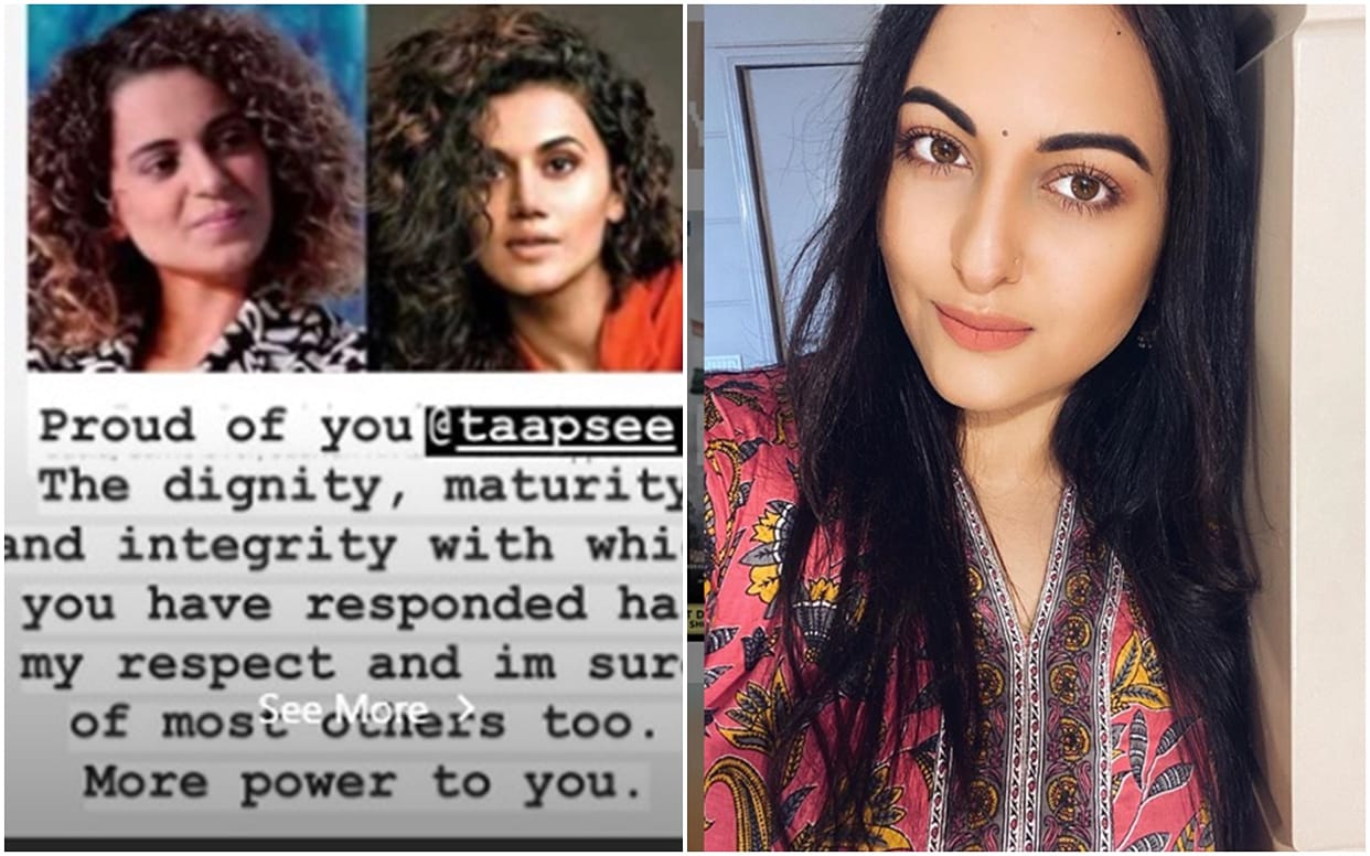 Sonakshi Sinha Hits Back Kangana Ranaut And Praises Taapsee Pannu for her dignified response to Actress
