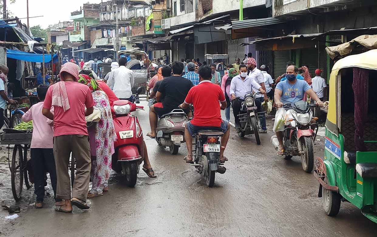Crowd overflowing in hotspot areas of the city