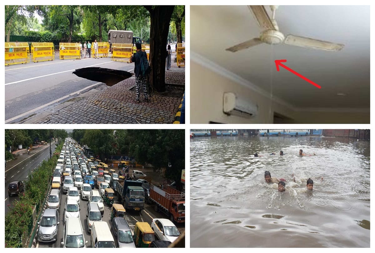 Weather Update Delhi NCR see in photos rain create problem in delhi noida gurugram faridabad ghaziabad ashok road damage